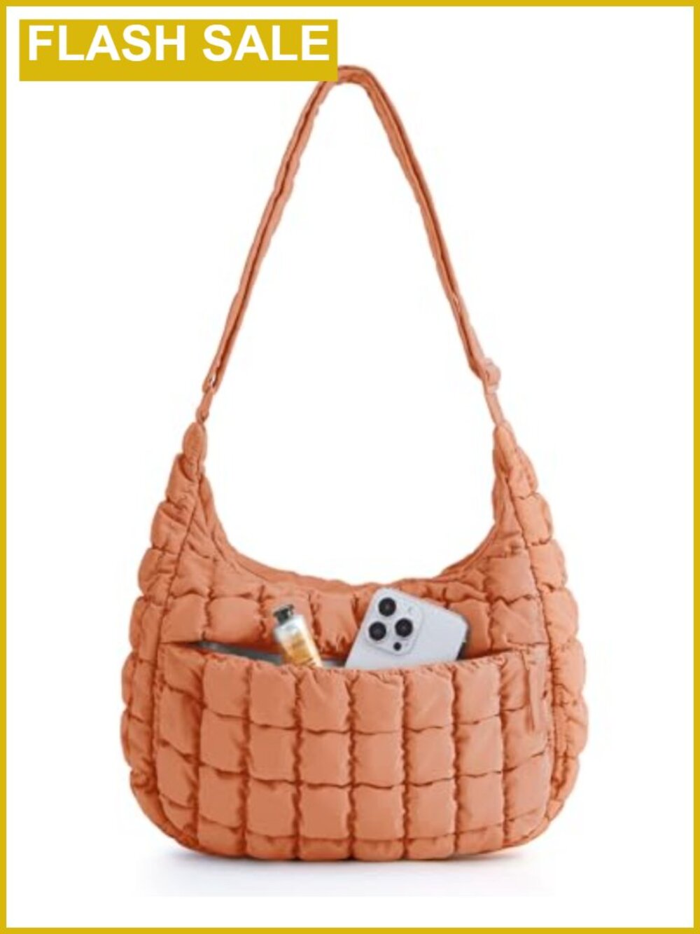 Quilted Crossbody Bag for Women, Adjustable Strap Hobo Shoulder Purse, Travel